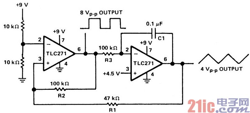 单电源供电的信号(函数)发生器电路图 - 21IC中